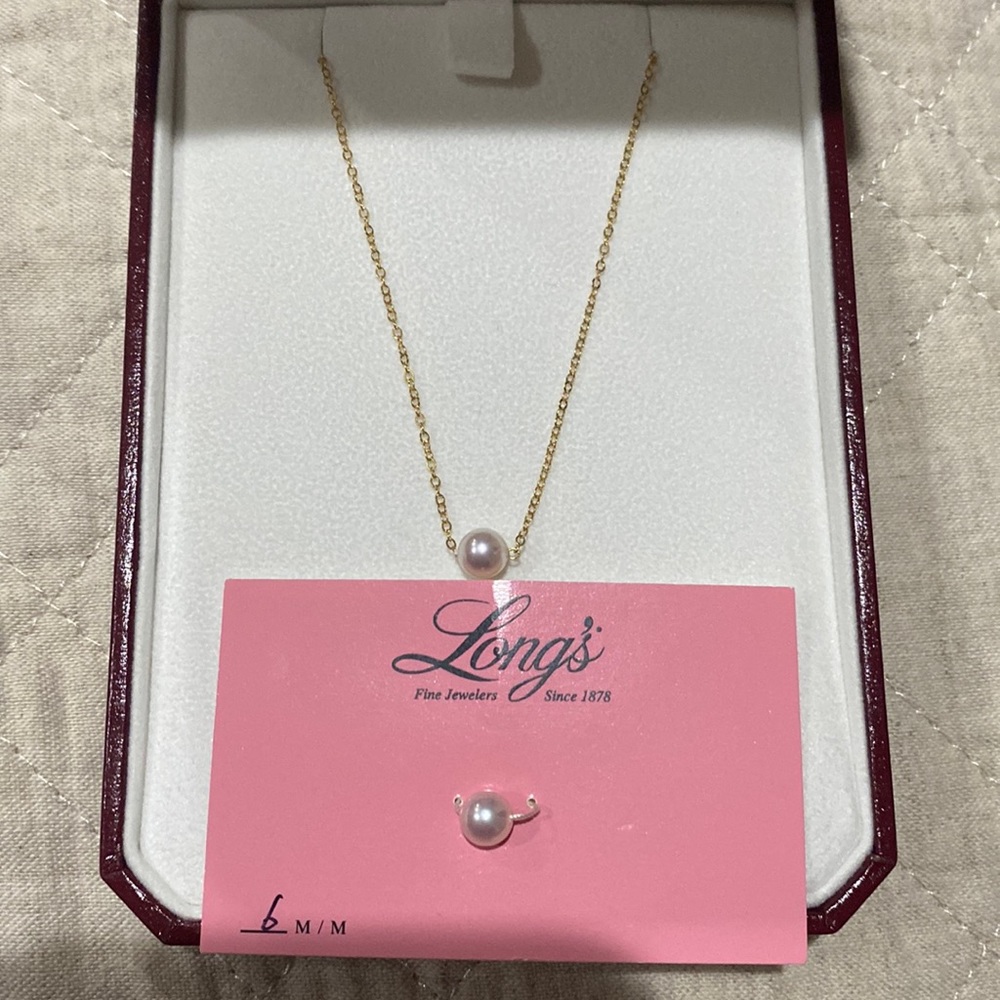 Princesse single strand pearl 14k necklace 6mm, and 1 add on 6mm pearl